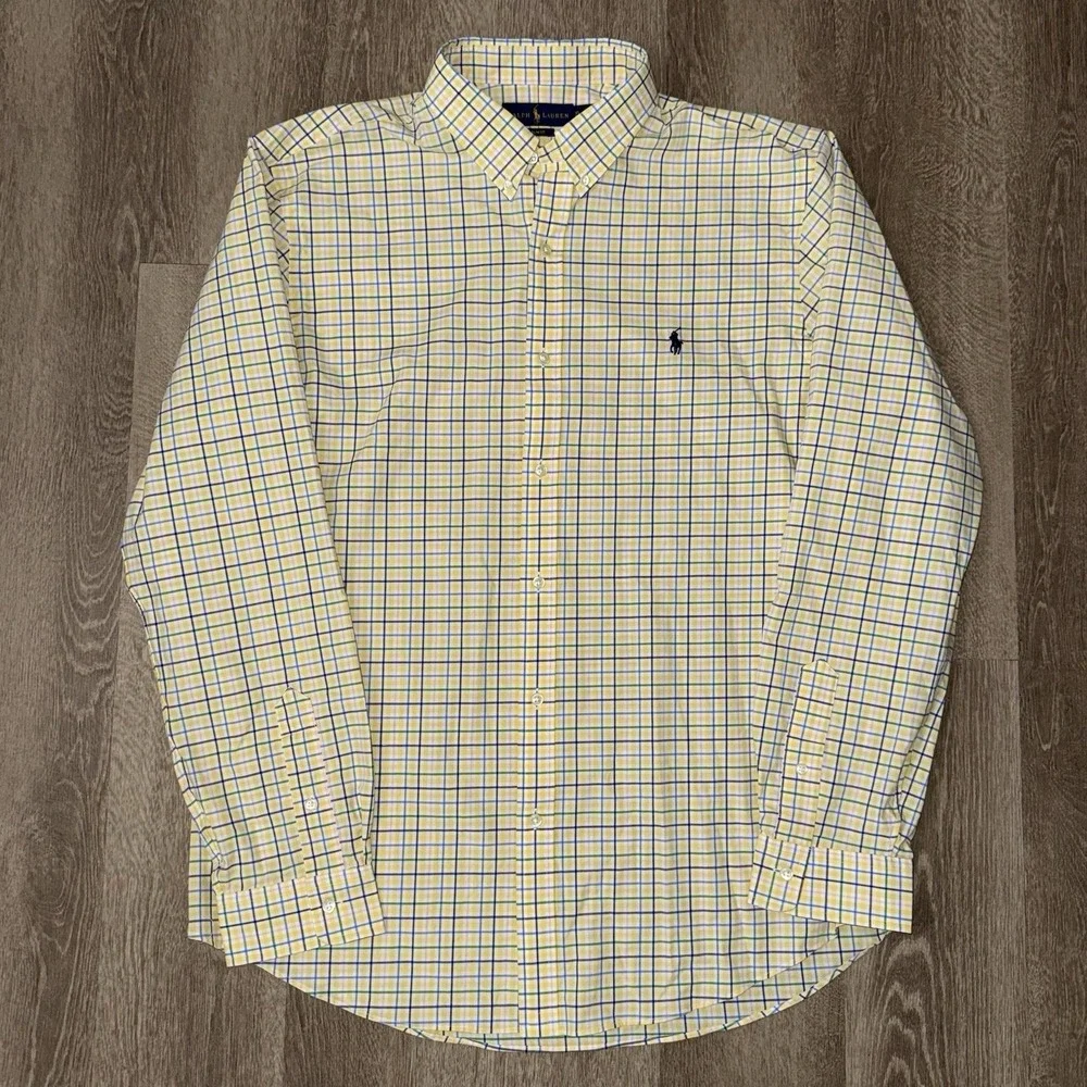 Polo Ralph Lauren Performance Long Sleeve Button Down Men's XL Slim Yellow Plaid